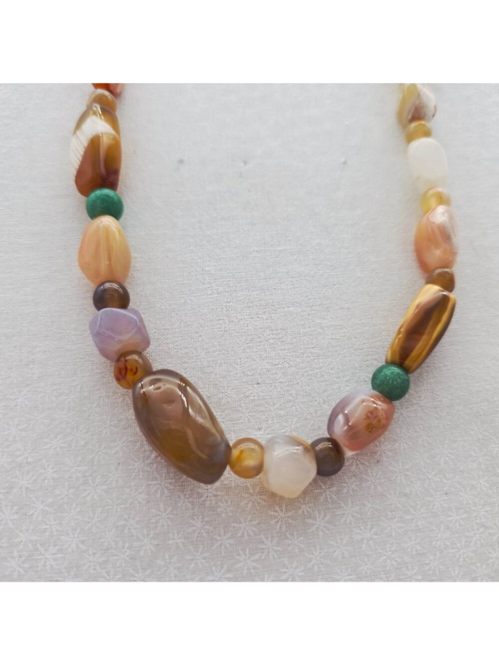 Natural Polished Gemstone Beaded Necklace With Barrel Clasp 22" - Picture 2 of 5